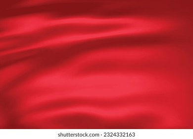 Close-up texture of red silk. Red fabric smooth texture surface background. Smooth elegant red silk in Sepia toned. Texture, background, pattern, template. 3D vector illustration.