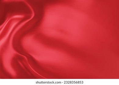 Close-up texture of red silk. Red fabric smooth texture surface background. Smooth elegant red silk in Sepia toned. Texture, background, pattern, template. 3D vector illustration.