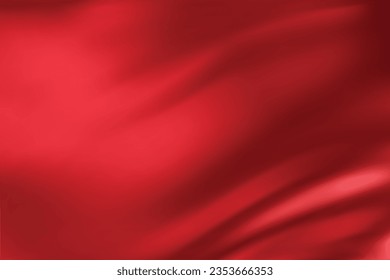 Close-up texture of red silk. Red fabric smooth texture surface background. Smooth elegant red silk in Sepia toned. Texture, background, pattern, template. 3D vector illustration.