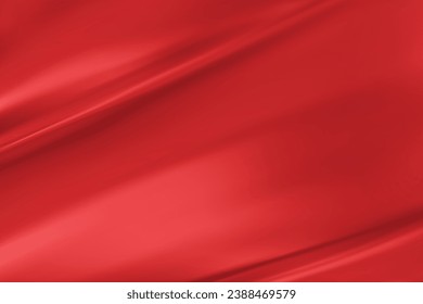 Textura de cierre de seda roja. Fondo de la superficie de textura suave de tela roja. Seda roja suave y elegante. Textura, fondo, patrón, plantilla. Ilustración vectorial 3D.