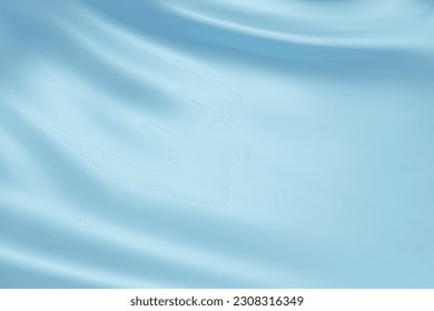Close-up texture of sky Blue silk.  Light blue fabric smooth surface background. Smooth elegant blue silk in Sepia toned. Texture, background, pattern, template. 3D vector illustration.