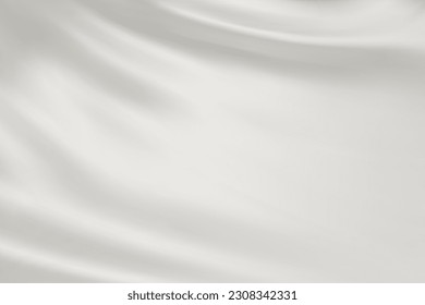 Textura de cierre de seda blanca. Fondo de la superficie de textura lisa y lisa. Seda blanca y suave y elegante en Sepia tonificaba. Textura, fondo, patrón, plantilla. Ilustración vectorial 3D.