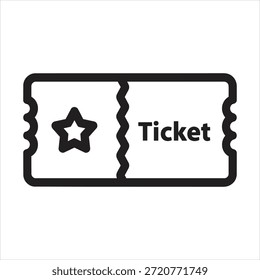 Close-up de um ticket com um ícone de estrela e a palavra Ticket, que representa entrada ou admissão para um evento.