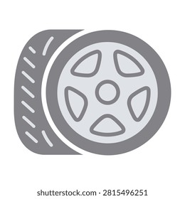 Closeup of a tire wheel with tread pattern on sidewall, isolated on white background
