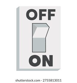 Closeup toggle switch set to off position, representing power control, electricity shutdown, safety, energy saving, and simple technology concept.