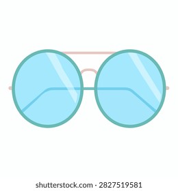 Close-up of trendy round sunglasses featuring blue lenses and thin metal frames, ideal for fashion, sun protection, and outdoor accessories.