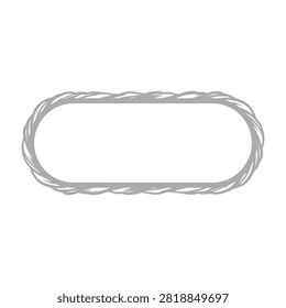 Closeup of twisted metal wire oval frame isolated on white background