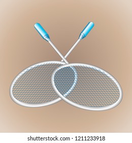 Close-up of two realistic rackets for badminton or big tennis. Vector illustration, EPS10.