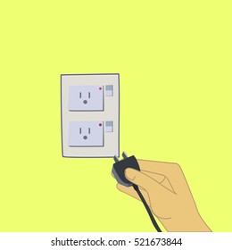 Close-Up of Unplugging Electrical Cord From The Outlet
