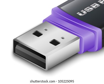 Close-up USB Flash Drive. Vector