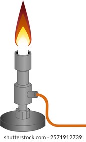 Close-up of vector graphic of Bunsen Burner with reflections. Illustration made January 15th, 2025, Zurich, Switzerland.