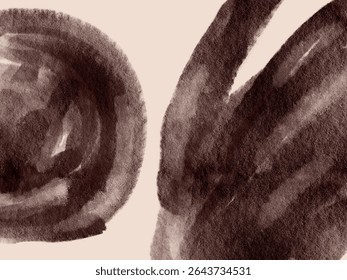 Ilustração vetorial em close-up mostrando pinceladas abstratas e texturizadas em profundos marrons terrosos sobre um fundo claro, simbolizando aterramento orgânico, autenticidade natural e profundidade sutil.