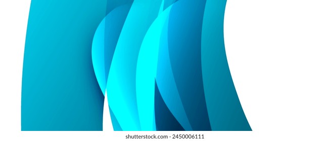 A closeup of a vibrant blue ribbon with a petallike pattern on a crisp white background, showcasing shades of azure, aqua, and electric blue
