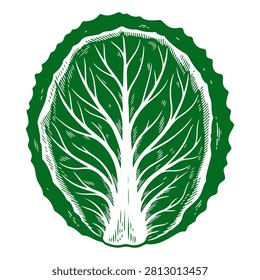 Close-up of a vibrant green lettuce leaf showcasing detailed veins and crisp texture, ideal for food, health, and organic themes.