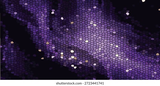 Nahaufnahme eines lebendigen violetten Pailletten Stoff, Schaffung einer blendend und strukturierte Oberfläche mit zahlreichen kleinen, reflektierenden Pailletten, die fangen und streuen Licht, sodass ein glitzernder Effekt.