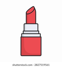 Close-up of a vibrant red lipstick in a sleek tube, perfect for beauty, makeup, fashion, and cosmetic themes.