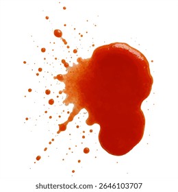 Close-up of a vibrant red liquid splash on white paper, perfect for abstract art, food, or design backgrounds.