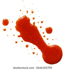 Close-up of a vibrant red liquid splash on white paper, perfect for abstract art, food, or design backgrounds.