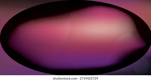 Uma vista de perto de uma forma oval abstrata, mostrando um gradiente suave de tons rosas e roxas.