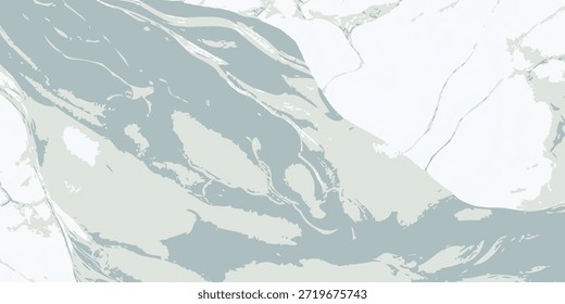 Una vista de cerca de la pintura abstracta se arremolina en tonos de azul y blanco, creando un efecto de mármol.