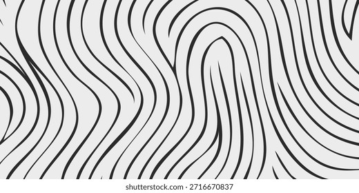 Vista de cerca de un patrón abstracto en blanco y negro con líneas onduladas continuas.