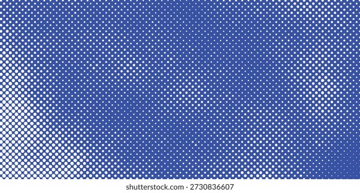 Nahaufnahme eines blau-weißen Rastermusters, das einen allmählichen Dichteübergang zeigt.