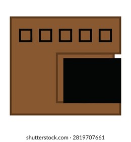 Close-up view of a brown wooden storage unit featuring multiple drawers with black square handles. Ideal for furniture design, interior decoration, and retail display.