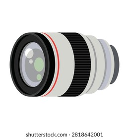 Close-up view of a camera lens, photography equipment, detailed and isolated on white background