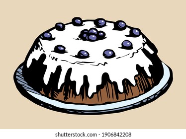 Closeup view cute white yummy candy jelly. Flavor whip ice caramel mousse pud muffin eat decor. Outline hand drawn romant wed greet dinner snack event logo icon sign design retro line art doodle style