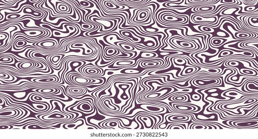 Vista de cerca de un patrón de acero de Damasco con intrincadas líneas de remolino en tonos de púrpura y blanco.