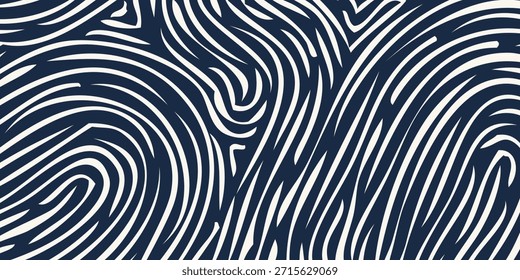 Vista de cerca de un fondo azul oscuro con líneas blancas en forma de huellas dactilares, creando un patrón abstracto.
