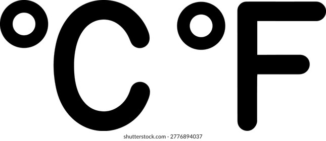 A close-up view of the degree Celsius and degree Fahrenheit symbols, representing the two most common units used for measuring temperature.
