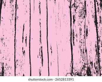 A close-up view of distressed pink wooden planks featuring a high-contrast black silhouette overlay, highlighting a rough, textured surface with vertical lines.