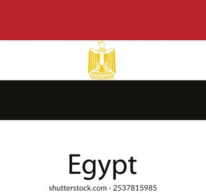 A close-up view of the Egyptian flag, a tricolour with a golden eagle in the center.