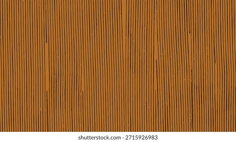 Vista de cerca de una superficie marrón dorada con numerosas líneas finas y oscuras de Vertical que crean un patrón uniforme y texturizado que recuerda a una estera de bambú.