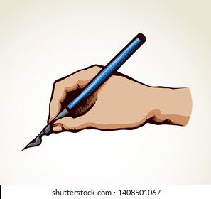 Closeup view human author memo icon. Woman arm record greet text on white space. Bright color ink drawn artwork vintage vote list logo. Line meet prescript design draft in retro doodle cartoon style
