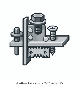 Close-up view of a metal gear assembly with bolts and screws for machinery