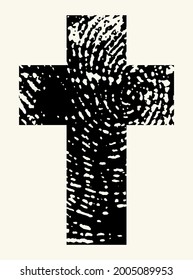 Closeup view old black saint pray man lord messiah savior rescue divine passion pain spirit life banner. Red ink line drawn holy forgiv logo mark retro biblic art light white paper text space backdrop