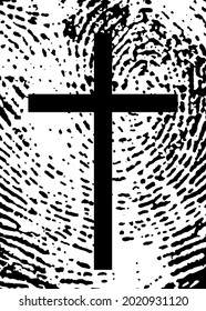 Fingerabdruck-Kreuz. Vektorgrafik-Schwarz-Muster