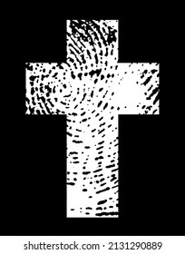 Closeup view old black saint pray man lord messiah savior rescue divine passion pain spirit life banner. Red ink line drawn holy forgiv logo mark retro biblic art light white paper text space backdrop