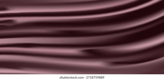 Vista de cerca de la tela de seda roja ondulada. Representación 3D