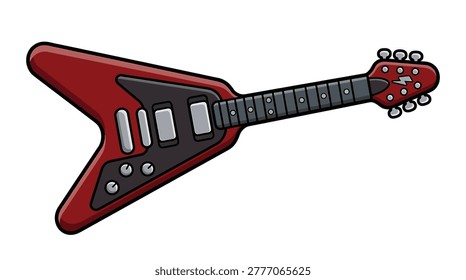 Closeup view of red electric guitar