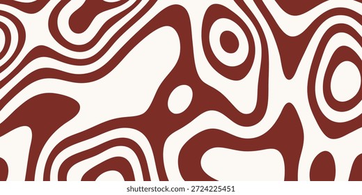 A close-up view of a repeating abstract pattern featuring organic, swirling shapes in brown and cream.