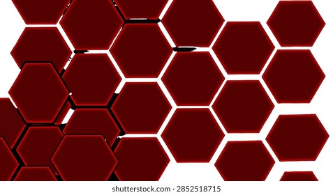 Close-up view of repeating hexagonal shapes forming a tessellated red pattern