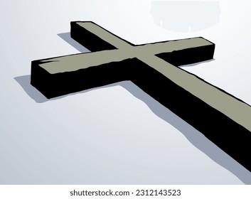 hölzernes Kreuz auf Himmelshintergrund. Vektorgrafik
