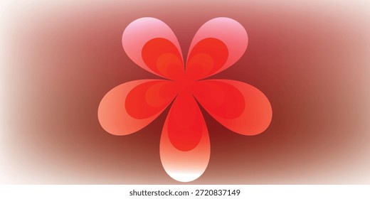 Vista de cerca de una estilizada flor roja con cinco pétalos, cada pétalo con un gradiente de tonos rojos, creando una sensación de profundidad y vitalidad.