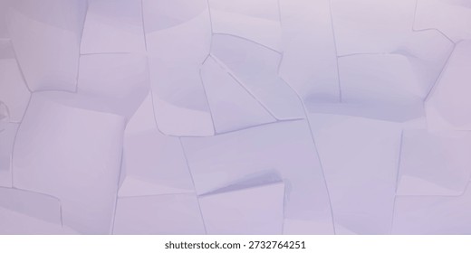 Vista de primer plano de un fondo con textura creado a partir de papel arrugado de color púrpura claro y blanco, que muestra varios pliegues y pliegues.