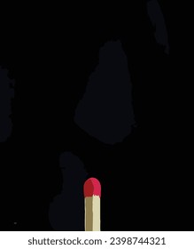 The close-up view of an unlit matchstick before the black background