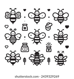 “A close-up view of a vibrant honeybee collecting nectar from a delicate flower. The bee’s yellow and black striped body contrasts beautifully against the soft petals. Its wings are in mid-flight, 