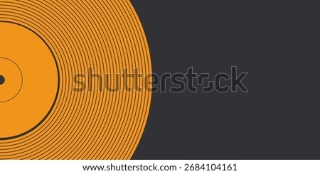 A close-up view of a vibrant orange vinyl record with concentric grooves on a dark grey background, suggesting music, retro style, or audio.